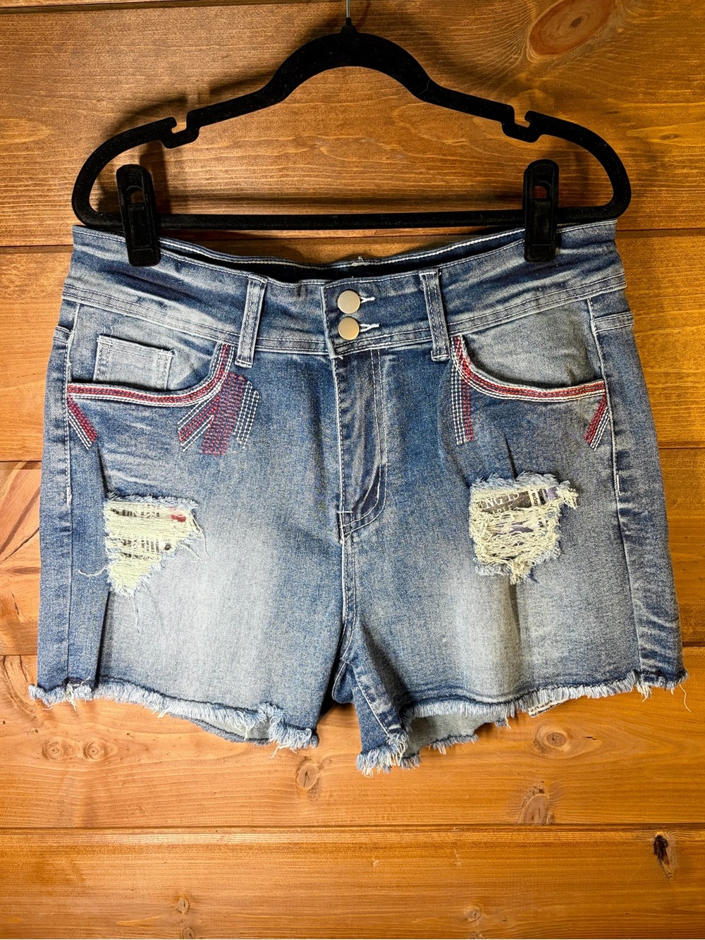 NWOT High-Rise Distressed Patriotic Distressed Jean Shorts Size 14 Size XL ❤️🇺🇸